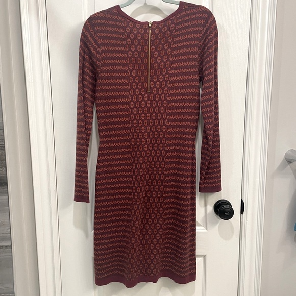 Cynthia Rowley burgundy and orange long sleeve sweater dress, size medium - Picture 3 of 6